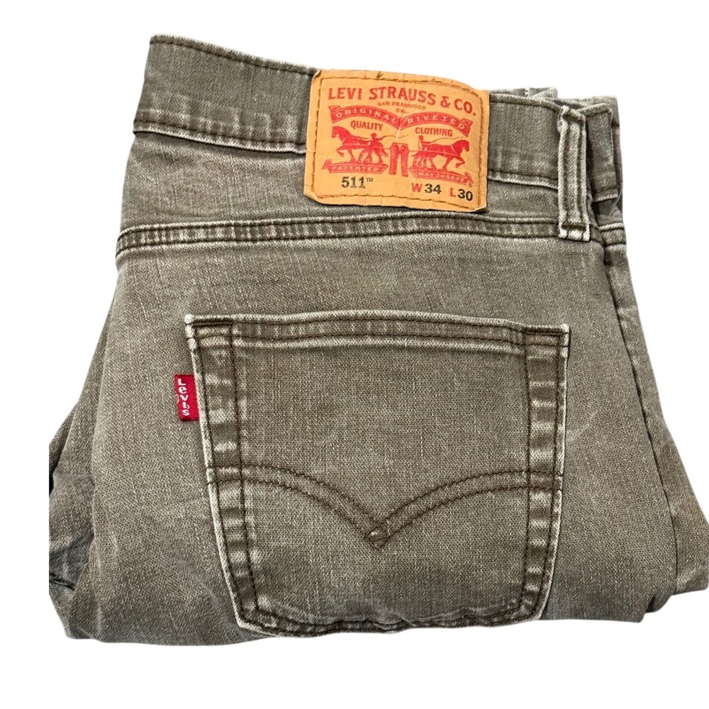 Levis 511 Slim Fit Jeans Mens 34x30 Faded Brown WaterLess Denim Pants 04511-2092